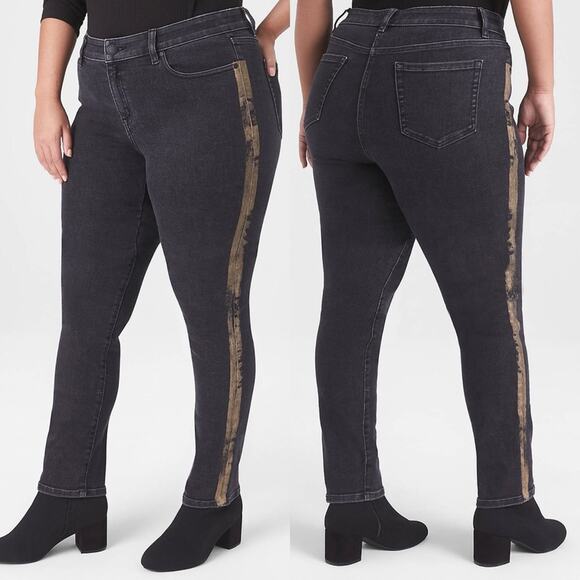 Lane Bryant Denim - NWT Lane Bryant Signature Fit Slim Straight Jean Gold Foil Side Stripe Plus 24